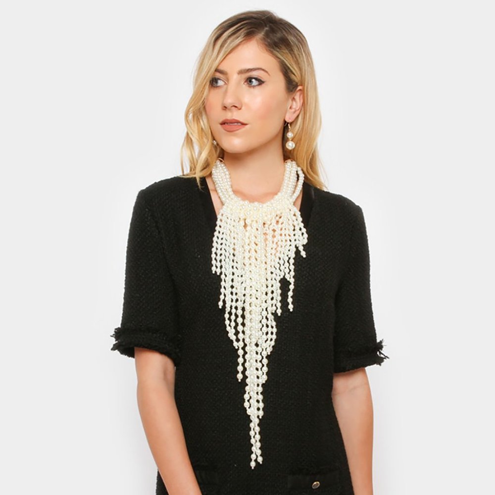 Dramatic Multi Pearl Strand Statement Necklace (The Pascha)